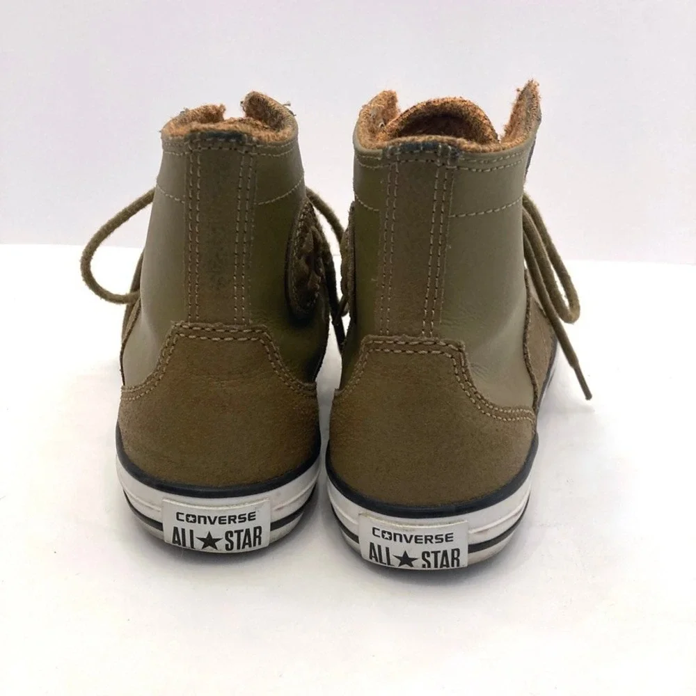 Converse All Stars Leather High Tops Youth 5 Womens 7 EU 37.5 Drab Olive Brown